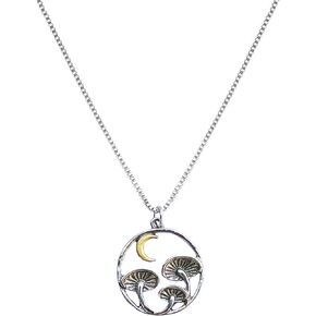 CSIYANJRY99 Mushroom Necklace Mushroom Pendant Necklace for Women Girls,Vintage Mushroom Charm with Crescent Moon Necklace Mushroom Stuff Gift
