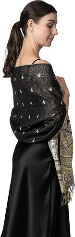 Achillea Reversible Bohemian Pashmina Ethnic Tribal Border Shawl Wrap Scarf in Kuwait