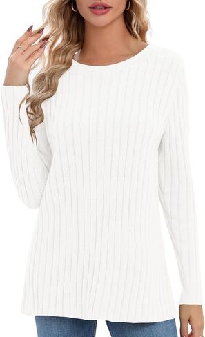 Urban CoCo Women's Crewneck Long Sleeve 2023 Fall Lightweight Tunic Sweatshirt Casual Knitted Sweater Pullover Tops in Saudi Arabia