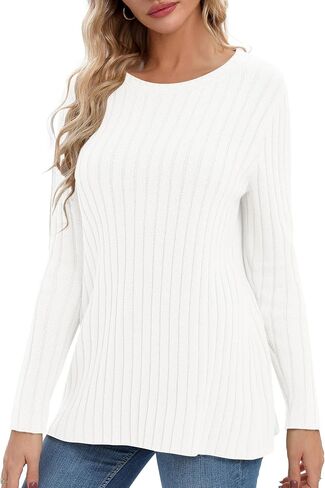 Urban CoCo Women's Crewneck Long Sleeve 2023 Fall Lightweight Tunic Sweatshirt Casual Knitted Sweater Pullover Tops in Saudi Arabia