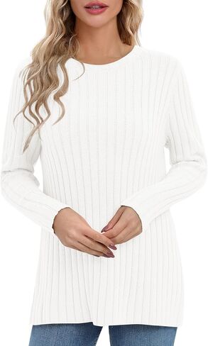 Urban CoCo Women's Crewneck Long Sleeve 2023 Fall Lightweight Tunic Sweatshirt Casual Knitted Sweater Pullover Tops in Saudi Arabia