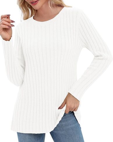 Urban CoCo Women's Crewneck Long Sleeve 2023 Fall Lightweight Tunic Sweatshirt Casual Knitted Sweater Pullover Tops in Saudi Arabia