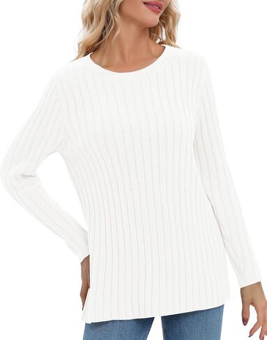 Urban CoCo Women's Crewneck Long Sleeve 2023 Fall Lightweight Tunic Sweatshirt Casual Knitted Sweater Pullover Tops in Saudi Arabia