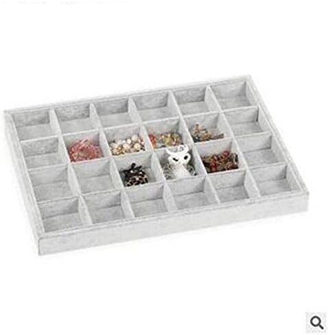 RJ Displays-Ice Grey Velvet Decorative 24 Slot Jewelry Display Box Dresser Top For Necklace, Earrings, Pendants, Organizer, 24 Slot in Saudi Arabia