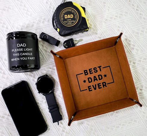 NANOOER هدايا الأب من ابن الابنة، هدايا للأب الذي لا يريد شيئًا، عيد ميلاد فريد من نوعه للأب الأب بالتبني، أفضل هدايا للأب على الإطلاق، صينية خادم من جلد البولي يوريثان in Kuwait