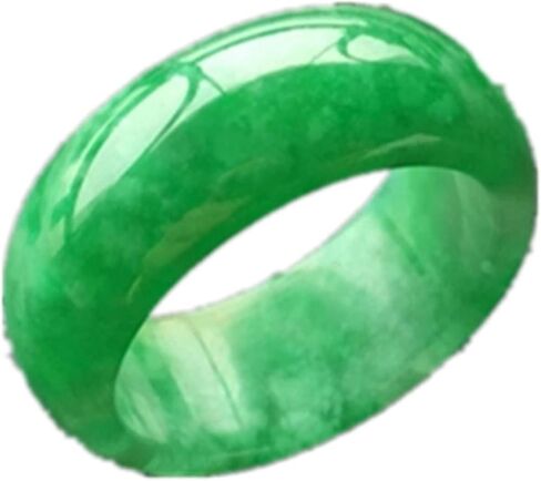 Oligage Hand-Carve Jade Ring Full Green Inner Diameter Fashion Accessories Men Women Luck Gifts Amulet (Ring Size : 10) in Saudi Arabia