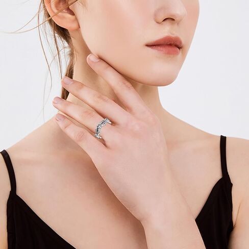 URONE Skull Ring for Women 925 Sterling Silver Open Ring Skeleton Skull Adjustable Rings Gothic Punk Jewelry Gift for Women Men in Saudi Arabia