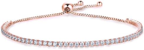 Authentic Bolenvi Swarovski Crystallized 925 Silver over Rose Gold Adjustable Dainty Tennis Bracelet in Saudi Arabia