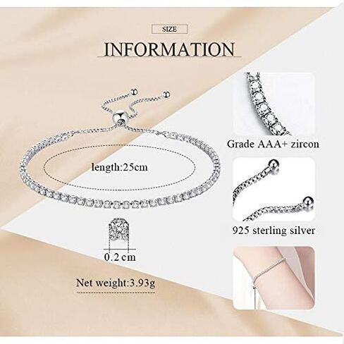 Authentic Bolenvi Swarovski Crystallized 925 Silver over Rose Gold Adjustable Dainty Tennis Bracelet in Saudi Arabia
