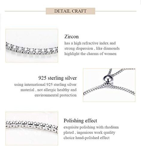 Authentic Bolenvi Swarovski Crystallized 925 Silver over Rose Gold Adjustable Dainty Tennis Bracelet in Saudi Arabia