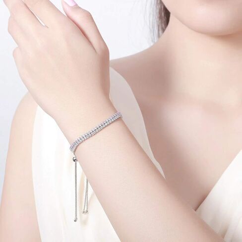 Authentic Bolenvi Swarovski Crystallized 925 Silver over Rose Gold Adjustable Dainty Tennis Bracelet in Saudi Arabia