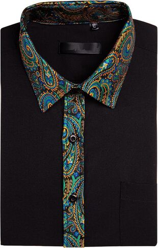 قميص رجالي من YOHOWA بأكمام طويلة بلون موحد وياقة قابلة للتمدد وجيب قابل للتمدد وحفلات العمل وخالي من التجاعيد in Kuwait