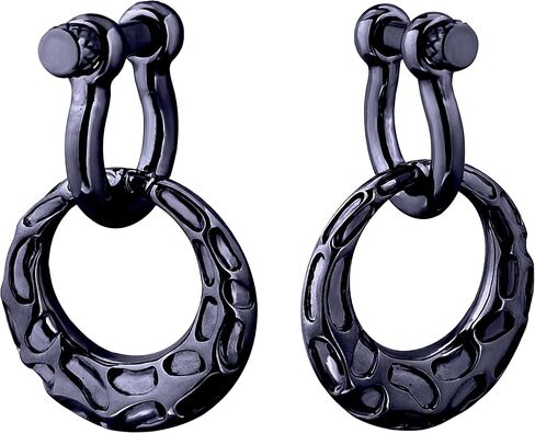 DEWGEM Hoop Dangle Ear Gauges for Women Black Weighted Ear Hangers for Men Stainless Steel Ear Weights Gauges Stretching Kit for Ear Tunnels Retro Hoop Dangle Ear Plugs fit Size 6G 4G 2G 0G 00G in Saudi Arabia