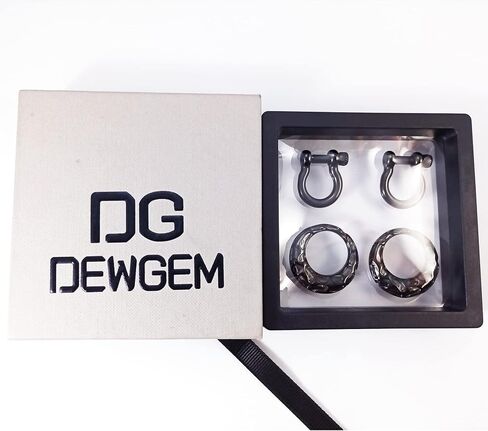 DEWGEM Hoop Dangle Ear Gauges for Women Black Weighted Ear Hangers for Men Stainless Steel Ear Weights Gauges Stretching Kit for Ear Tunnels Retro Hoop Dangle Ear Plugs fit Size 6G 4G 2G 0G 00G in Saudi Arabia