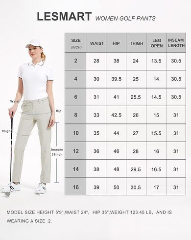 Lesmart Womens Pants Golf Stretch Lightweight Breathable Quick Dry Work Ladies Golf Pants with Pockets in Saudi Arabia