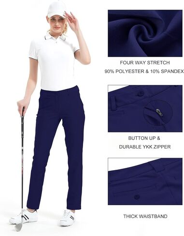 Lesmart Womens Pants Golf Stretch Lightweight Breathable Quick Dry Work Ladies Golf Pants with Pockets in Saudi Arabia