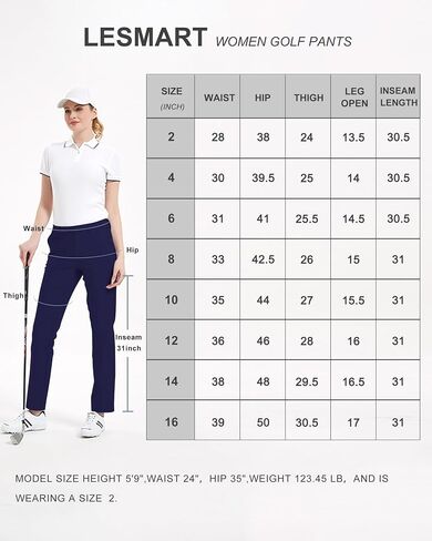 Lesmart Womens Pants Golf Stretch Lightweight Breathable Quick Dry Work Ladies Golf Pants with Pockets in Saudi Arabia