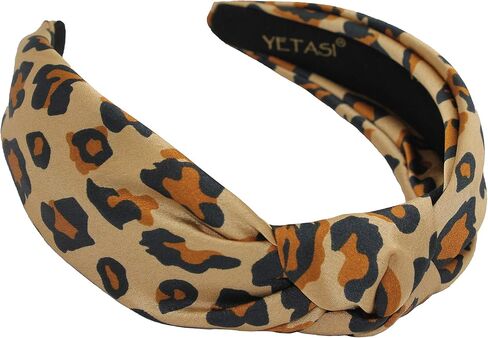 Satin Leopard Knotted headband for Women is Chic. White & Black Headbands for Women are Unique. Cheetah Top Knot Head bands Fashion in Kuwait