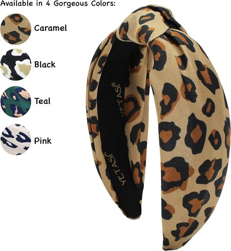 Satin Leopard Knotted headband for Women is Chic. White & Black Headbands for Women are Unique. Cheetah Top Knot Head bands Fashion in Kuwait