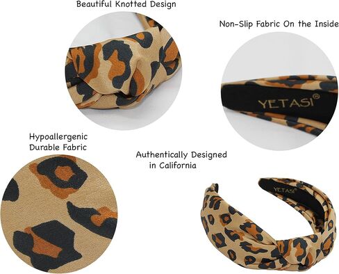 Satin Leopard Knotted headband for Women is Chic. White & Black Headbands for Women are Unique. Cheetah Top Knot Head bands Fashion in Kuwait