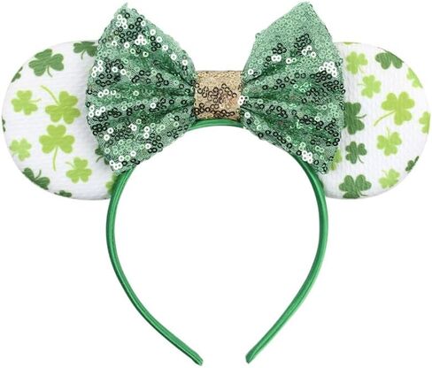 YOWOCAL 2Pcs St. Patrick's Day Headbands,Green shamrock headband for women Girls,Irish Sequin Mouse Ear,Lucky Clover Hair Accessories Headwear for St. Patrick's Day Irish Party Holiday Decorations in Saudi Arabia