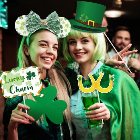 YOWOCAL 2Pcs St. Patrick's Day Headbands,Green shamrock headband for women Girls,Irish Sequin Mouse Ear,Lucky Clover Hair Accessories Headwear for St. Patrick's Day Irish Party Holiday Decorations in Saudi Arabia