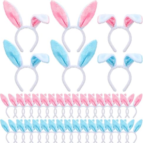 36 Pcs Easter Bunny Ears Headband Cute Plush Rabbit Ears Hairbands Bunny Costume for Adult Kids Easter Party Favors in Kuwait