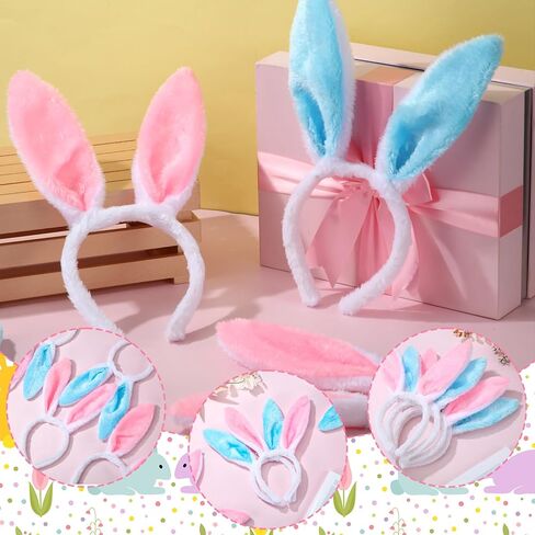 36 Pcs Easter Bunny Ears Headband Cute Plush Rabbit Ears Hairbands Bunny Costume for Adult Kids Easter Party Favors in Kuwait