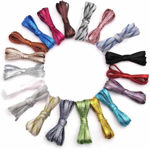 موتزو 21 زوجًا من اربطة الاحذية المسطحة اللامعة مقاس 43 انش للاحذية الرياضية القماشية، اربطة احذية لامعة لامعة لاحذية الاطفال، اربطة احذية لامعة انيقة لهدايا الفرق والرقص والاحذية الرياضية in Kuwait