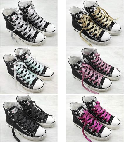 موتزو 21 زوجًا من اربطة الاحذية المسطحة اللامعة مقاس 43 انش للاحذية الرياضية القماشية، اربطة احذية لامعة لامعة لاحذية الاطفال، اربطة احذية لامعة انيقة لهدايا الفرق والرقص والاحذية الرياضية in Kuwait