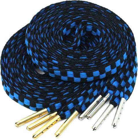 YJRVFINE 2 Pair 1/3" Wide Metal Tip Flat Colorful Checkered Shoelaces in Kuwait