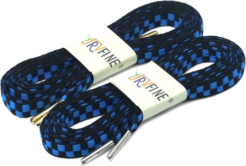 YJRVFINE 2 Pair 1/3" Wide Metal Tip Flat Colorful Checkered Shoelaces in Kuwait