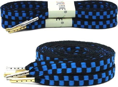 YJRVFINE 2 Pair 1/3" Wide Metal Tip Flat Colorful Checkered Shoelaces in Kuwait