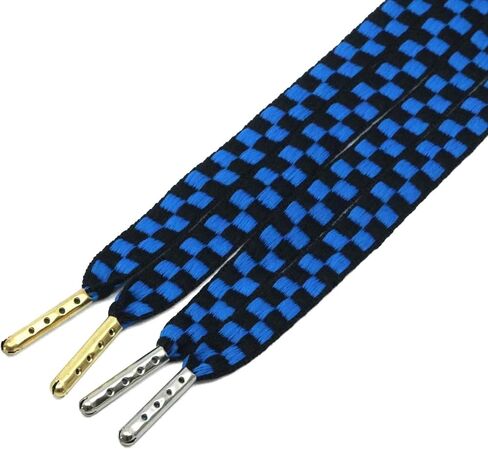 YJRVFINE 2 Pair 1/3" Wide Metal Tip Flat Colorful Checkered Shoelaces in Kuwait