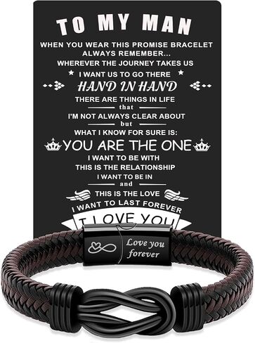 VGWON Valentines Day Gift for Him Mens Bracelet To My Man Leather Bracelet I Love You Gift Mens Birthday Gift Husband Boyfriend Couple Mens in Saudi Arabia