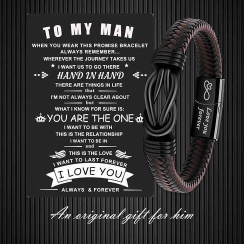 VGWON Valentines Day Gift for Him Mens Bracelet To My Man Leather Bracelet I Love You Gift Mens Birthday Gift Husband Boyfriend Couple Mens in Saudi Arabia