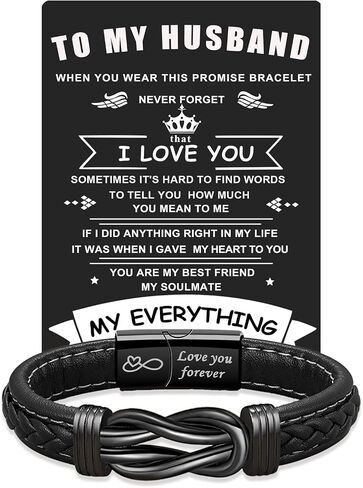 VGWON Valentines Day Gift for Him Mens Bracelet To My Man Leather Bracelet I Love You Gift Mens Birthday Gift Husband Boyfriend Couple Mens in Saudi Arabia