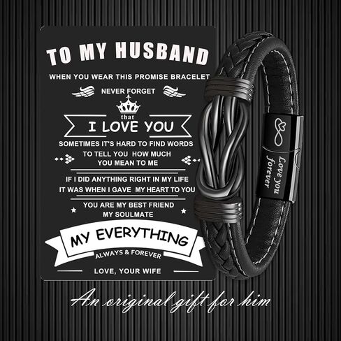 VGWON Valentines Day Gift for Him Mens Bracelet To My Man Leather Bracelet I Love You Gift Mens Birthday Gift Husband Boyfriend Couple Mens in Saudi Arabia