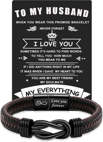 VGWON Valentines Day Gift for Him Mens Bracelet To My Man Leather Bracelet I Love You Gift Mens Birthday Gift Husband Boyfriend Couple Mens in Saudi Arabia