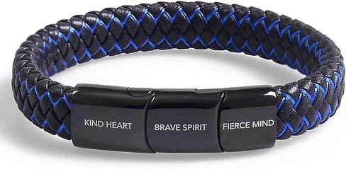 BHEGVEN Premium Genuine Leather Bracelet for Men in Black | Stainless Steel Clasp in Black, Silver | Exclusive Jewellery Box | Great Gift Idea in Saudi Arabia