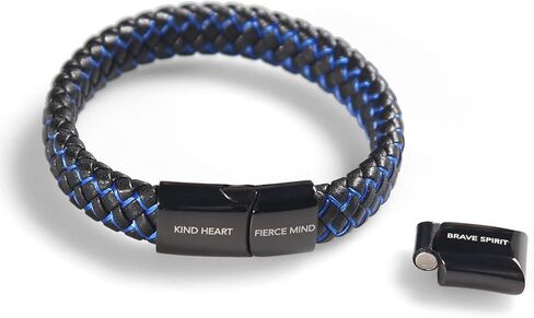 BHEGVEN Premium Genuine Leather Bracelet for Men in Black | Stainless Steel Clasp in Black, Silver | Exclusive Jewellery Box | Great Gift Idea in Saudi Arabia
