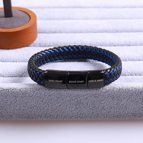 BHEGVEN Premium Genuine Leather Bracelet for Men in Black | Stainless Steel Clasp in Black, Silver | Exclusive Jewellery Box | Great Gift Idea in Saudi Arabia