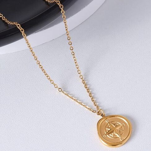 Jude Jewellers الفولاذ المقاوم للصدأ البوصلة نمط سحر الزفاف وعد بيان طوق قلادة in Kuwait