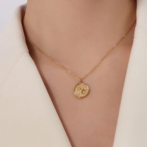 Jude Jewellers الفولاذ المقاوم للصدأ البوصلة نمط سحر الزفاف وعد بيان طوق قلادة in Kuwait