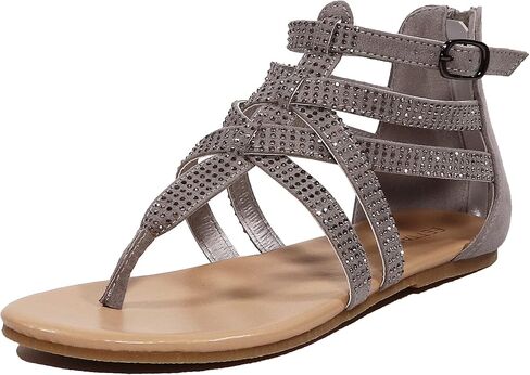 EETTARO Women's Gladiator T-Strap Flat Sandals Fisherman Strappy Thongs Open Toe Back Zip Beach Shoes in Kuwait