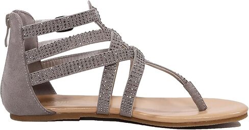 EETTARO Women's Gladiator T-Strap Flat Sandals Fisherman Strappy Thongs Open Toe Back Zip Beach Shoes in Kuwait