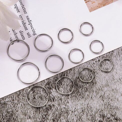 Vegolita 12Pcs 316L Surgical Steel Nose Rings Hoop Hypoallergenic Helix Cartilage Earring Lip Ring Body Piercing Jewelry 18G 20G 22G 7MM to 12MM Diameter in Saudi Arabia