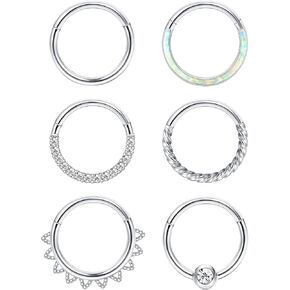 CASSIECA 18G 16G حلقات الأنف الفولاذية الجراحية هوب الفرس الحاجز خواتم للنساء الرجال تشيكوسلوفاكيا أوبال الغضروف هوب أقراط هيليكس دايث روك الشفاه محارة هوب الجسم ثقب المجوهرات 8 مم 10 مم in Kuwait