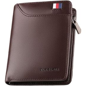 VANNANBA Wallets for Men RFID Genuine Leather Slim Mens Wallet,Zipper Coin Pocket with Front Pocket (Brown) in Kuwait