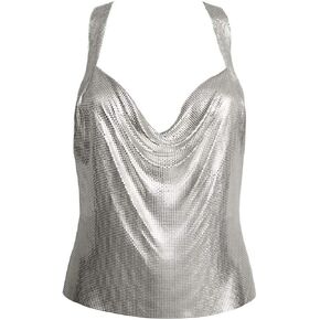 Sequins Crop Tops Shirts Crystal Body Chain Silver Rhinestone V-neck Vest Bikini Bra Backless Halter Accessories for Women Girls in Kuwait